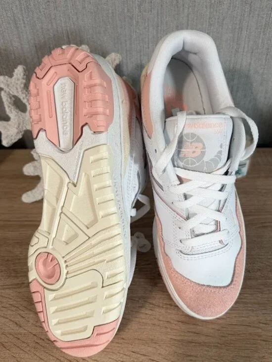 New Balance 550 White Pink Women’s Sneakers Size 9 Retro Leather Shoes New - Picture 5 of 12